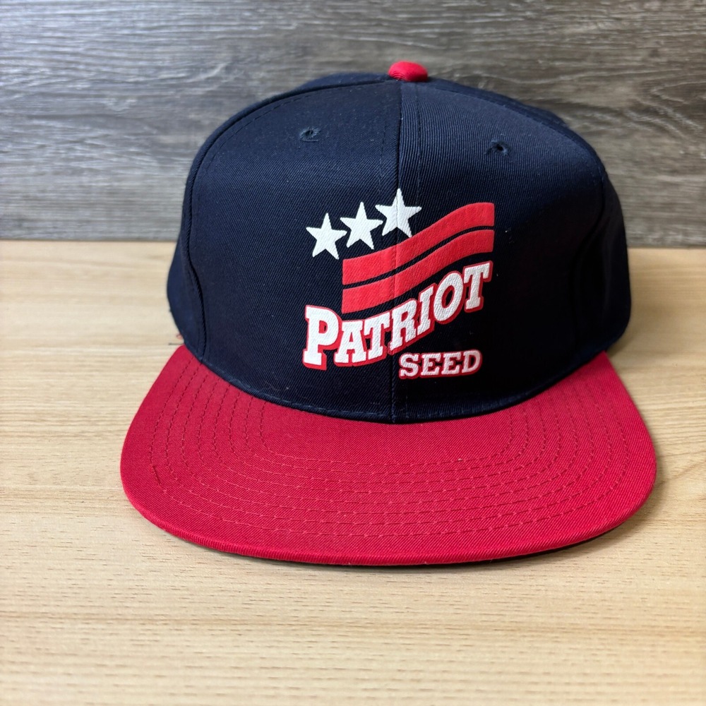 Vintage Patriot Seed Hat Cap Snap Back‎ Blue Red Trucker Farming